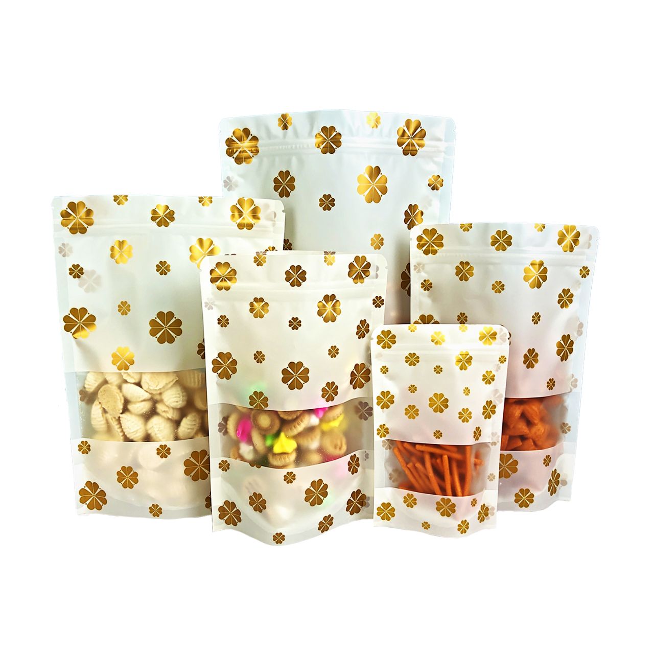 Matt Transparent Black/White Flower Stand Pouch Bag (MOZ-BG/WG)