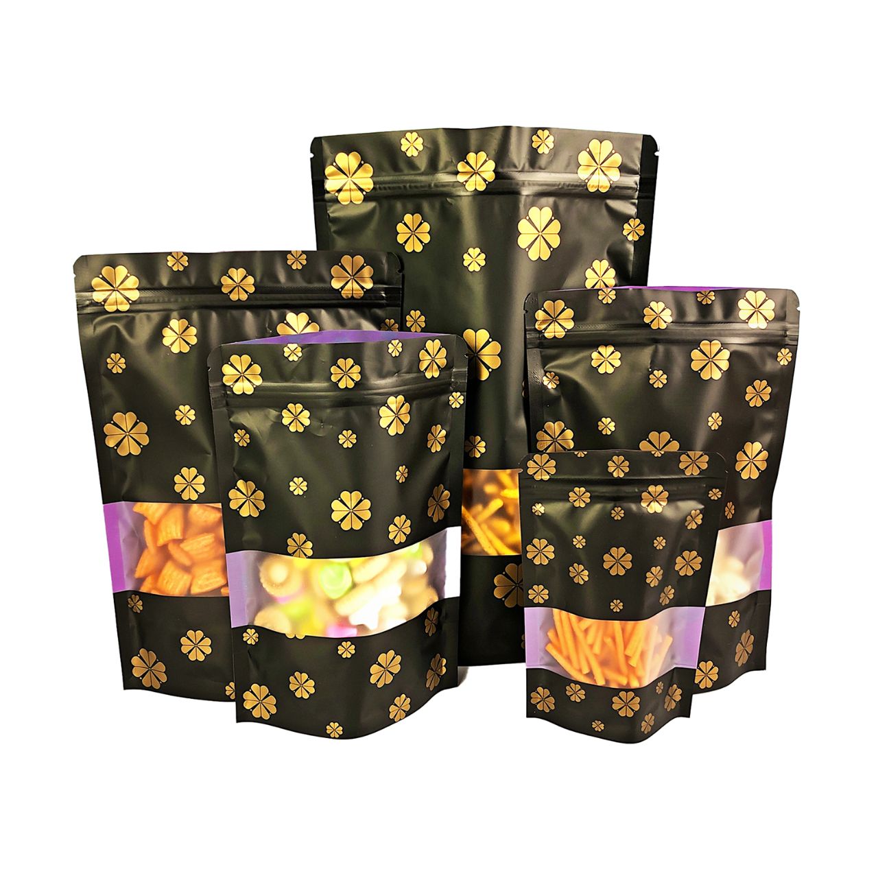 Matt Transparent Black/White Flower Stand Pouch Bag (MOZ-BG/WG)